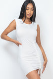 Ruched Mini Dress w/ Shoulder Pads
