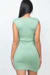Ruched Mini Dress w/ Shoulder Pads