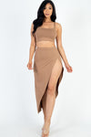 Thigh High Split Skirt Set