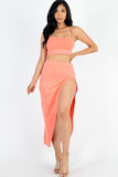 Thigh High Split Skirt Set