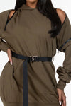 Hooded Double Zipper Mini Dress