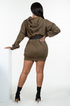 Hooded Double Zipper Mini Dress