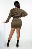 Hooded Double Zipper Mini Dress