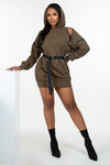 Hooded Double Zipper Mini Dress