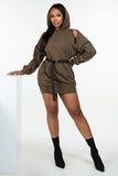 Hooded Double Zipper Mini Dress