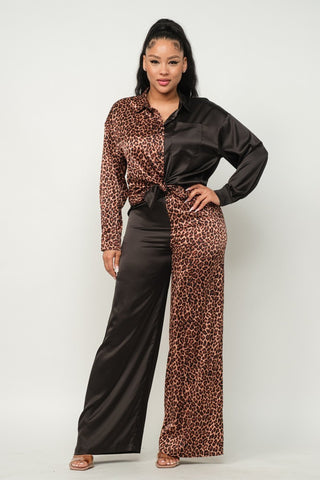 Cheetah Block Pants Set